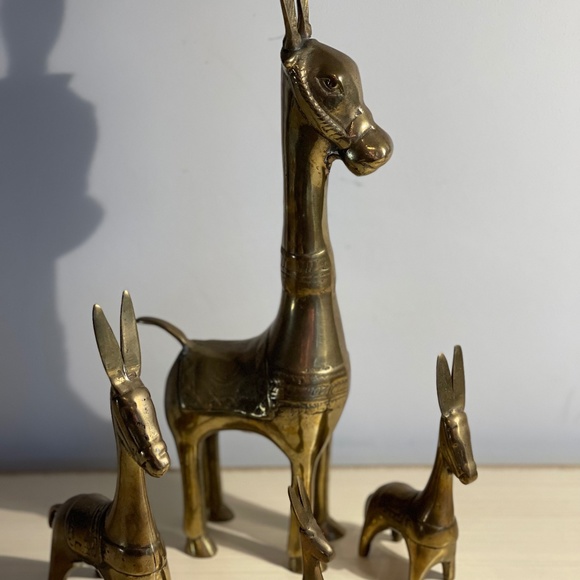 Vintage Brass LamaFamily Set Of Four